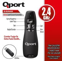 QPORT (Q-SUN400) 2.4GHz KIRMIZI LAZERLI SUNUM KUMANDASI SIYAH  PRESENTER 